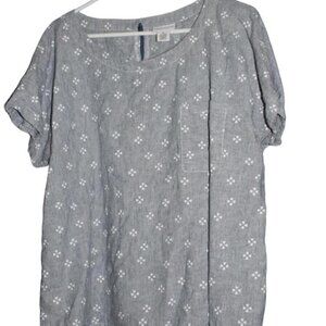 ✨3 for $15✨ Liz Claiborne XL Flower Pattern Keyhole-Back Blouse